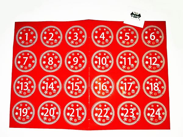 Adventskalender Aufkleber Zahlen 1-24 klassisch